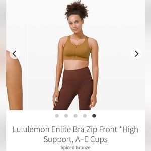 LULULEMON | Enlite Bra Zip Front High Support Spiced Bronze Sz 32DD